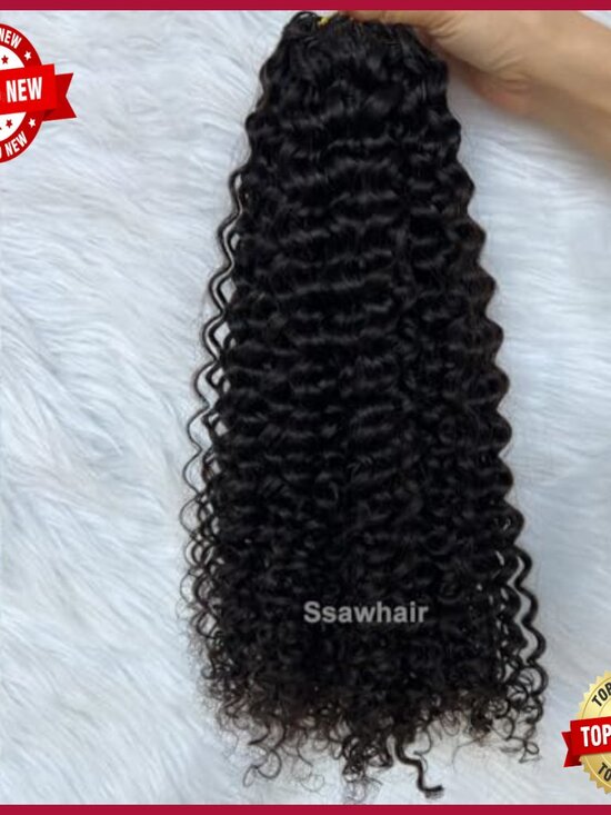 Knotless Pre-Separated Curly Human Hair Extensions 14 Inch 120g display picture 1